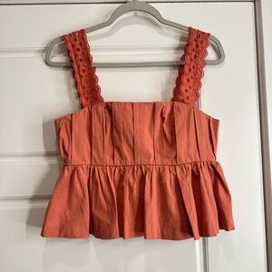 En Saison Terracotta Lace Strap Crop Top